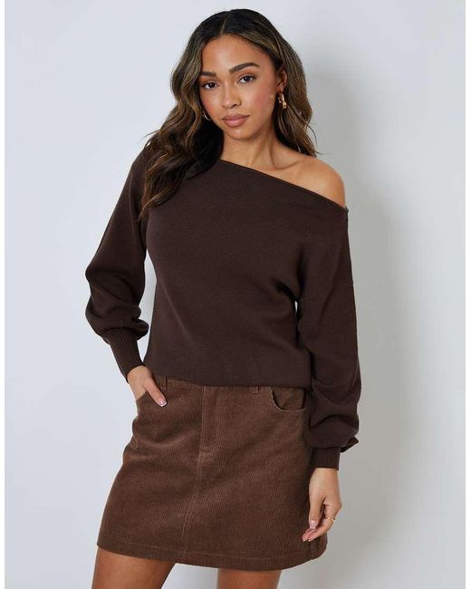 Threadbare Brown Corduroy Mini Skirt