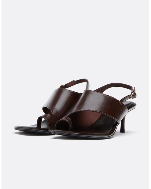 Stradivarius White Heeled Toe-Post Sandals