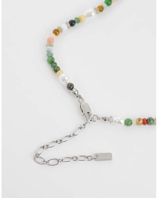 ASOS Metallic Faux Pearl And Bead Mix Necklace for men