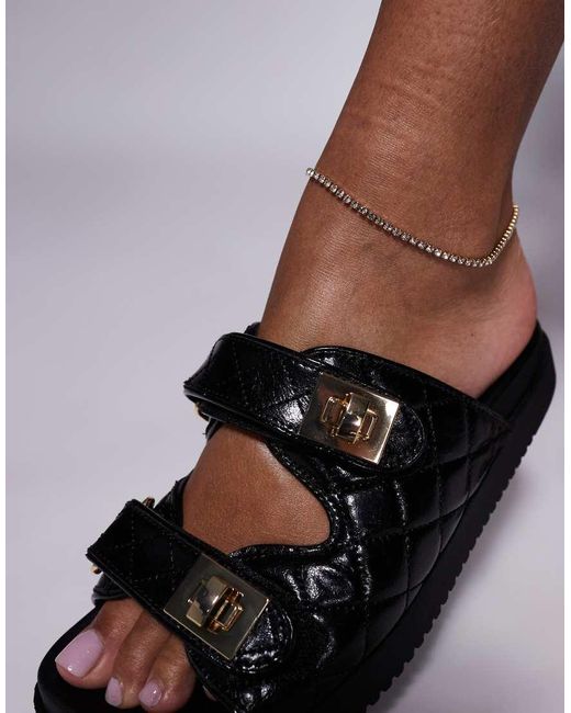 Sandalias Negras Con Hebillas De Cuero Schmna De -Negro Steve Madden de color Black