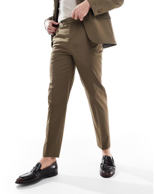 ASOS Natural Tapered Suit Trousers for men