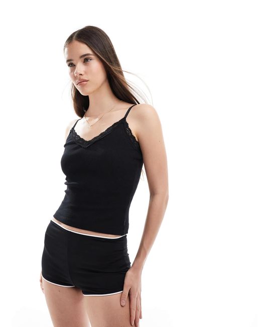 Pull&Bear Black Sculpt Polyamide Short With Contrast Trim