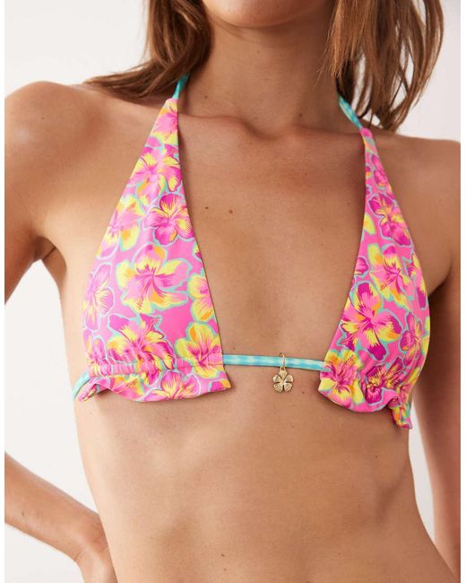 Kulani Kinis Green Sun Pop Halterneck Bikini Top