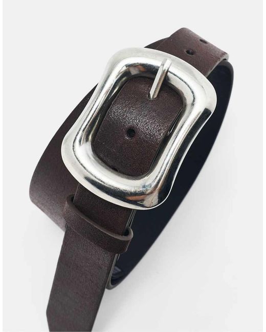 Pull&Bear Blue Rectangular Buckle Belt