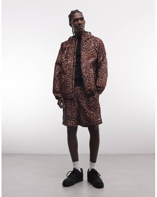 Huf Red Rainier Leopard Print Shell Jacket Co-ord for men