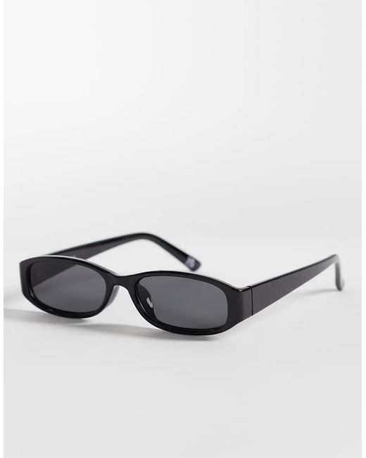 ASOS Black Slim Rectangle Sunglasses With Frames And Smoke Lenses for men