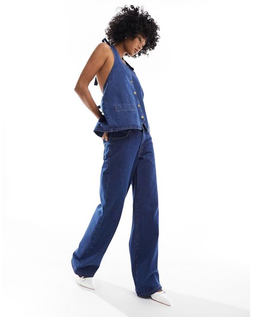 Jeans ampi lavaggio indaco di Lioness in Blue