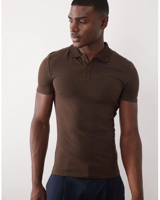 ASOS – basic-muskelshirt in Brown für Herren