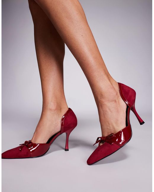 Makenna - escarpins pointus avec découpe et nœud - bordeaux Public Desire en coloris Red