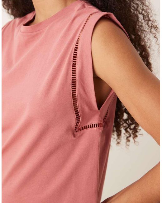 Mango Red Loose Fit T-shirt With Cut Out Trim Detail