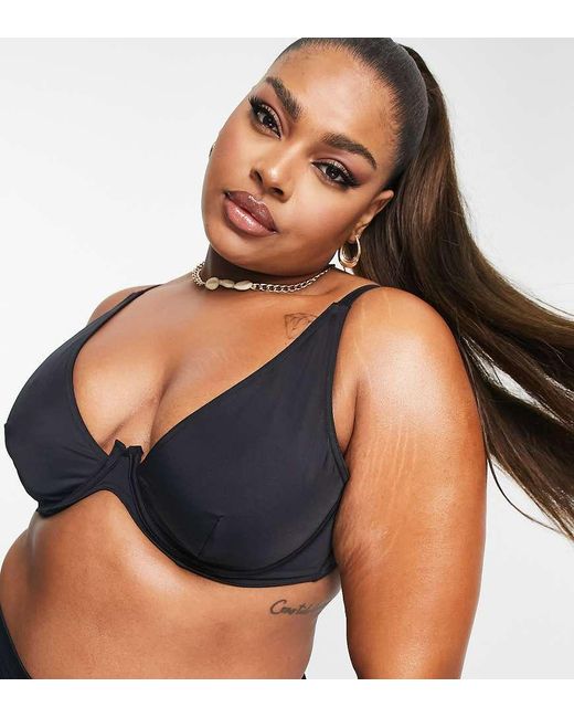 ASOS Black Asos Design Curve Maya Mix And Match Step Front Underwired Bikini Top