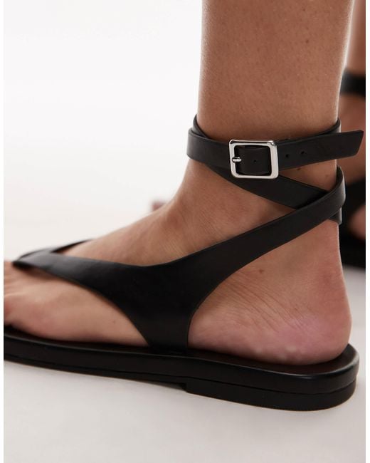 TOPSHOP Brown – jeremiah – zehensteg-sandale