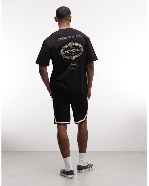 PEGADOR Black Reine Oversized Graphic T-shirt With Back Print for men