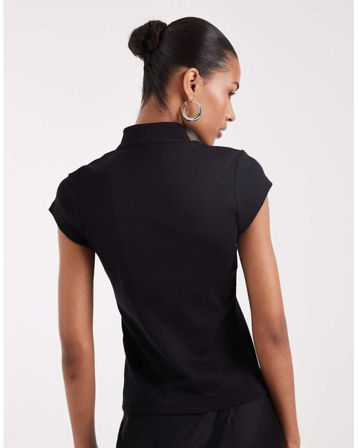 JJXX Black Mandarin-collar Top With Pankou Clasps