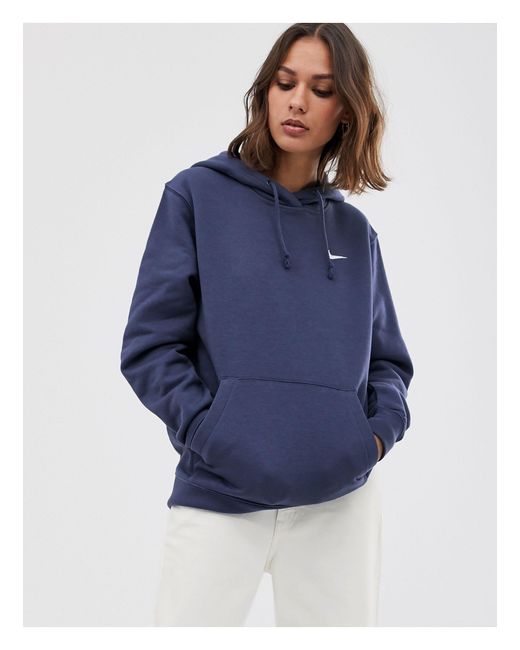 Nike Blue – Oversize-Kapuzenpullover mit kleinem Swoosh-Logo