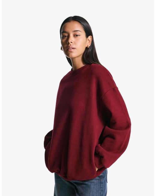 Bershka Red Oversize Sweatshirt With Pockets