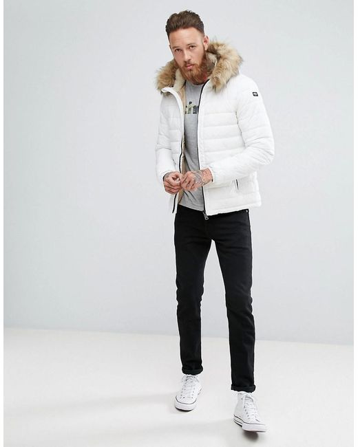Schott Nyc Rocky 2 Puffer Bomber Hooded Detachable Faux Fur Trim
