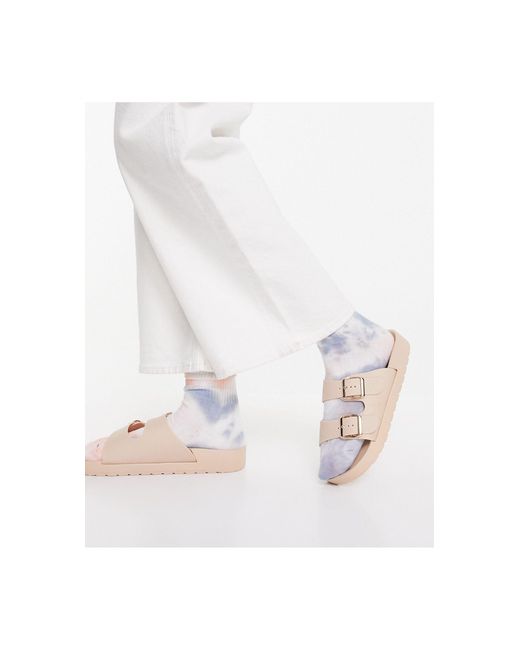 london rebel double buckle footbed sandals