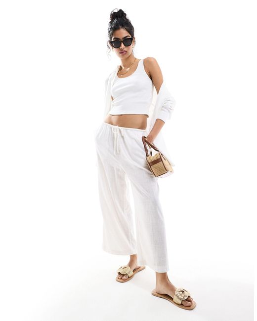 ASOS White Pull On Culotte With Linen