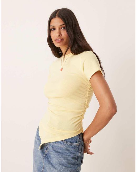 ASOS Blue Ruched Side Asymmetric T-shirt