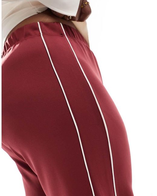 ONLY Red Straight Leg Trouser With Contrast Piping
