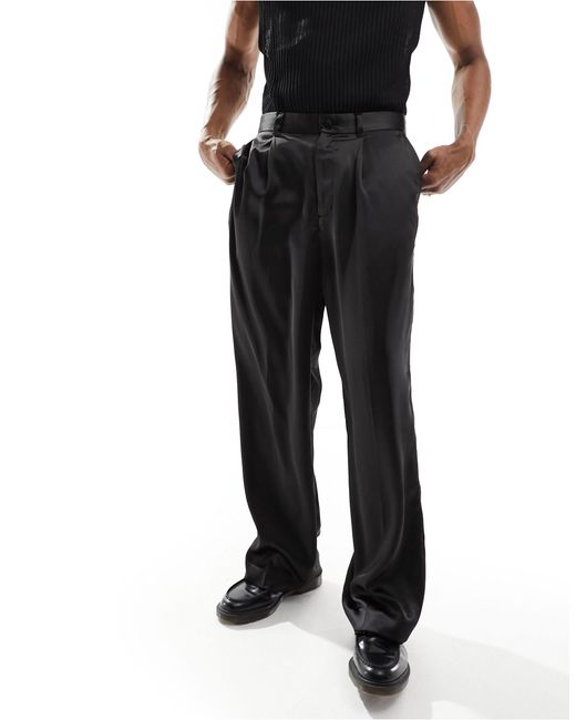 Uno - pantalon d'ensemble ample en satin Weekday pour homme en coloris Black
