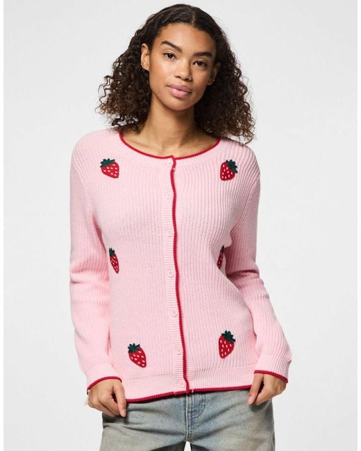 Pieces Pink – strickjacke