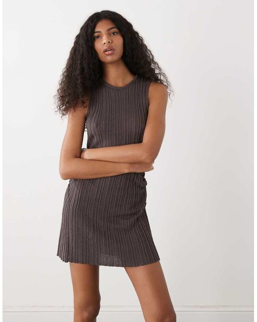 Collusion Red Fine Knit Sheer Mini Dress