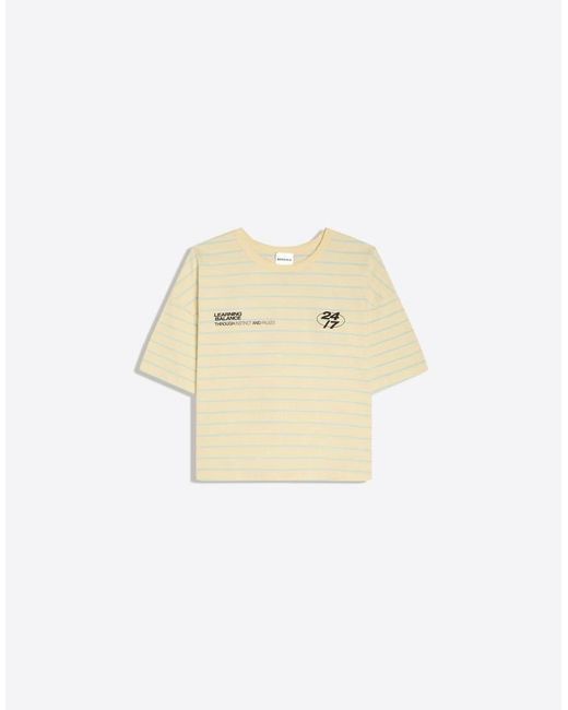 Bershka Yellow Short Sleeve Oversize Print T-Shirt