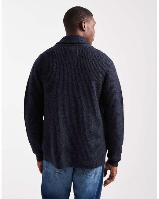 Cárdigan Con Detalle De Solapas De Esmoquin De Threadbare de hombre de color Blue