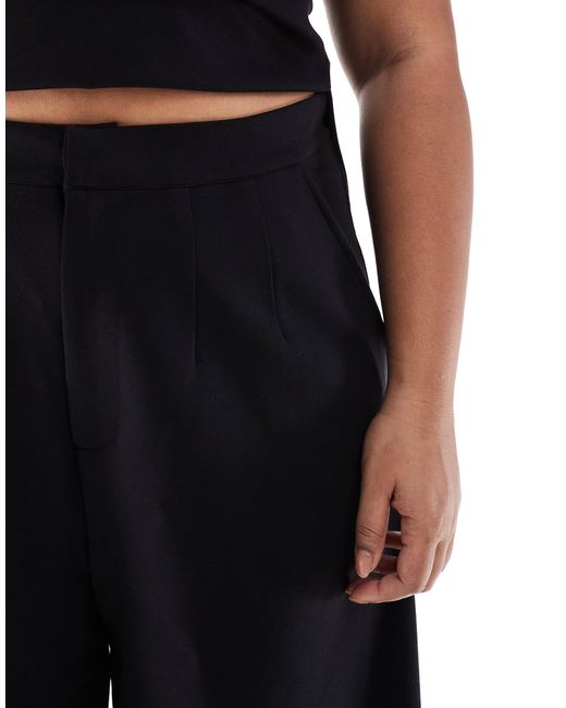 ASOS Black Asos Design Curve Ponte Barrel Leg Pants
