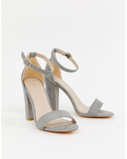 River Island Light Grey Block Heel Court Shoes in Gray | Lyst