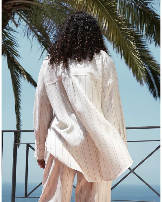 ASOS Natural Asos design curve – belle – seitlich gebundenes strandhemd im kimono-stil