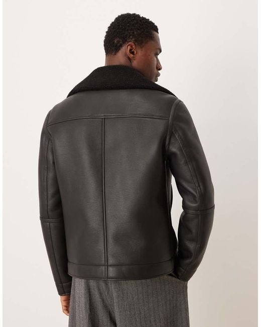 Mango Black Faux Sheerling Jacket for men