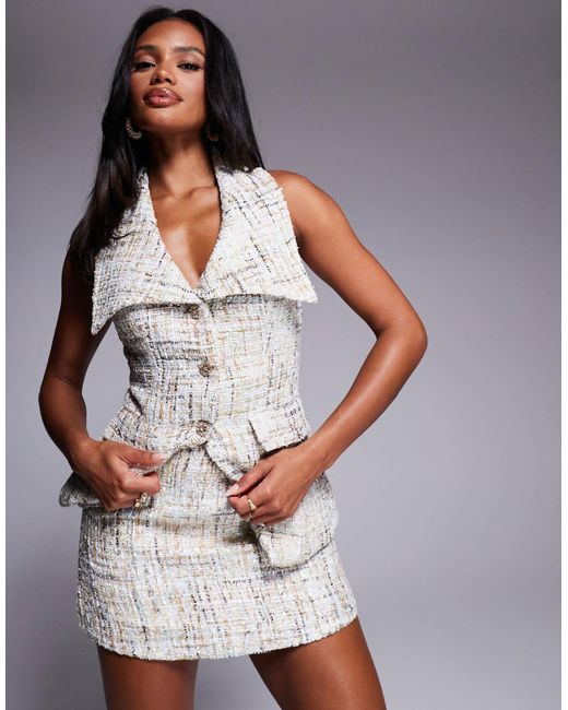 Mini-jupe d'ensemble en maille bouclée à ornements - multicolore ASOS en coloris White