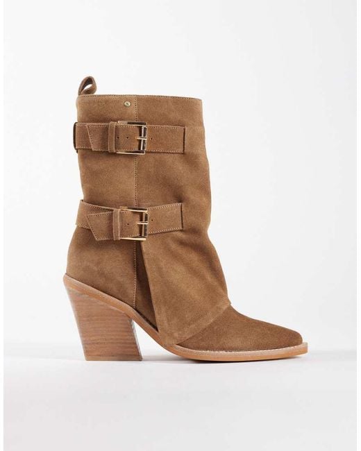 Bronx Brown New-Kole Western Ankle Boots With Buckles