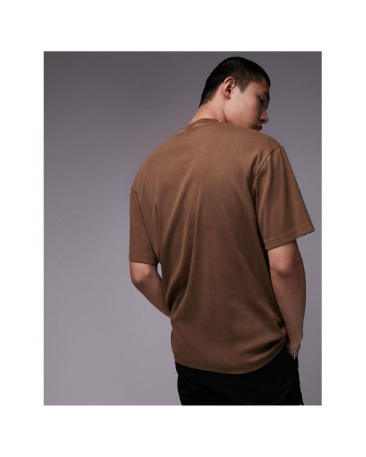 Topman Brown Oversized Ribbed T-shirt for men