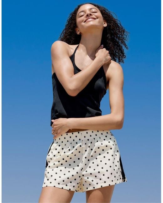 Stradivarius Black Technical Polka Dot Shorts