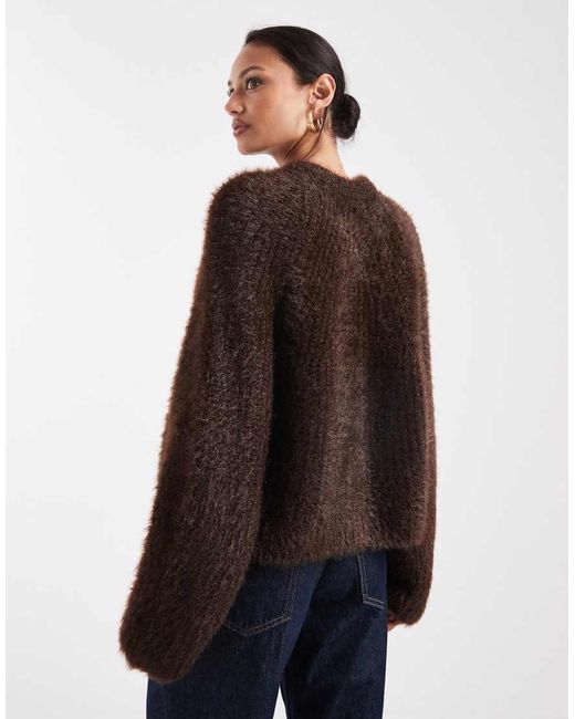 Miss Selfridge Brown Fluffy Cardigan