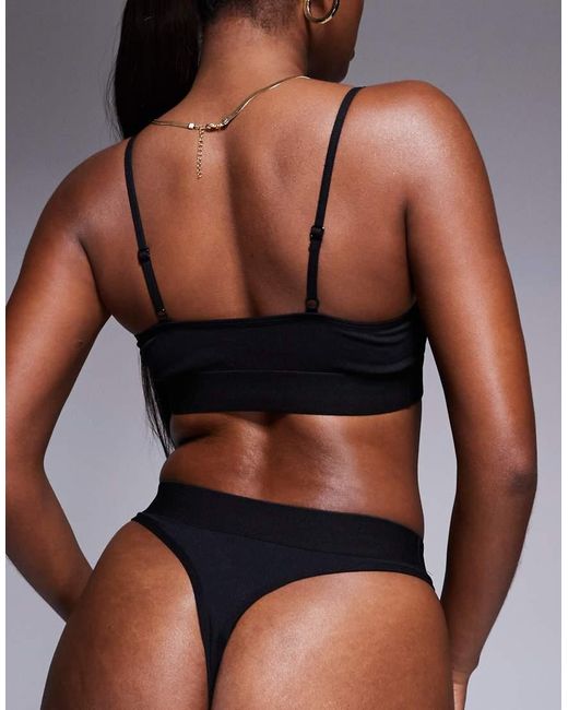 ASOS Black Intimate Seamless Rib Active Thong