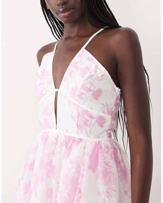 True Decadence Pink Lace Trim Maxi-Dress
