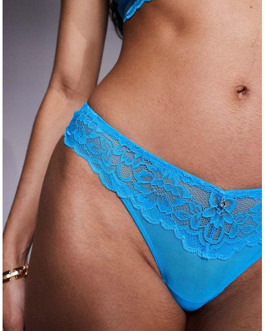 Ann Summers Blue Sexy Lace Two Tone Thong