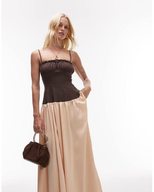 WeWoreWhat Natural Ruffle Corset Maxi Dress