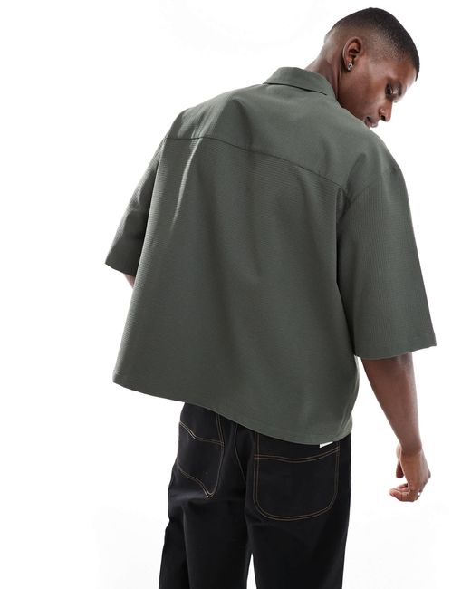 ASOS – oversize-hemd aus seersucker in Gray für Herren