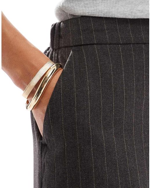Falda Larga Gris Oscuro De Corte Recto Con Raya Diplomática De (Parte De Un Conjunto) Vero Moda de color Black
