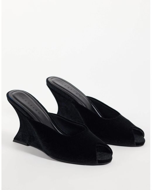 ASOS Black Navigate Peep Toe Wedges