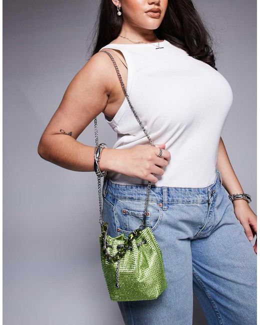River Island Green Heatseal Droplet Pouch Bag