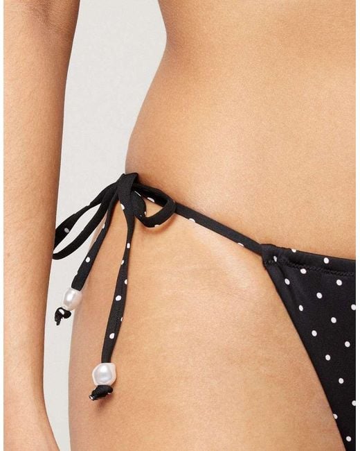 Tezenis Black Polka Dot Brazillian Tie-Side Bikini Bottoms