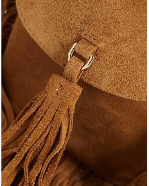 ASOS White Suede Fringe Crossbody Bag