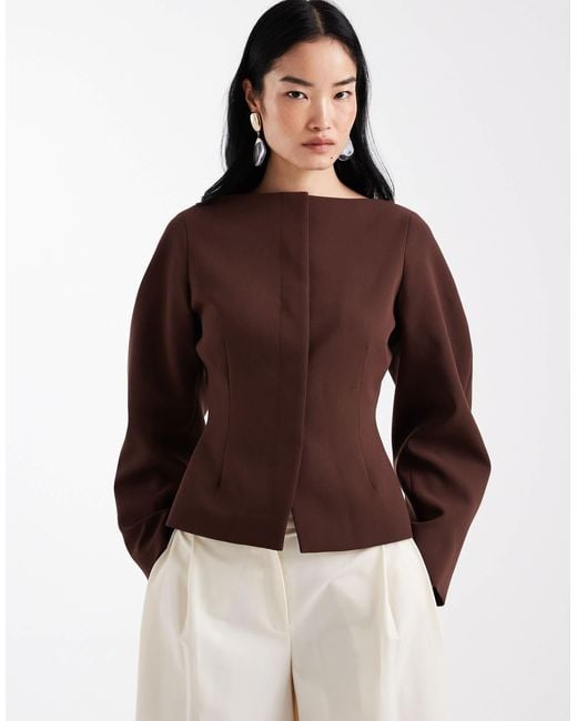 ASOS Brown Slash Neck Blazer